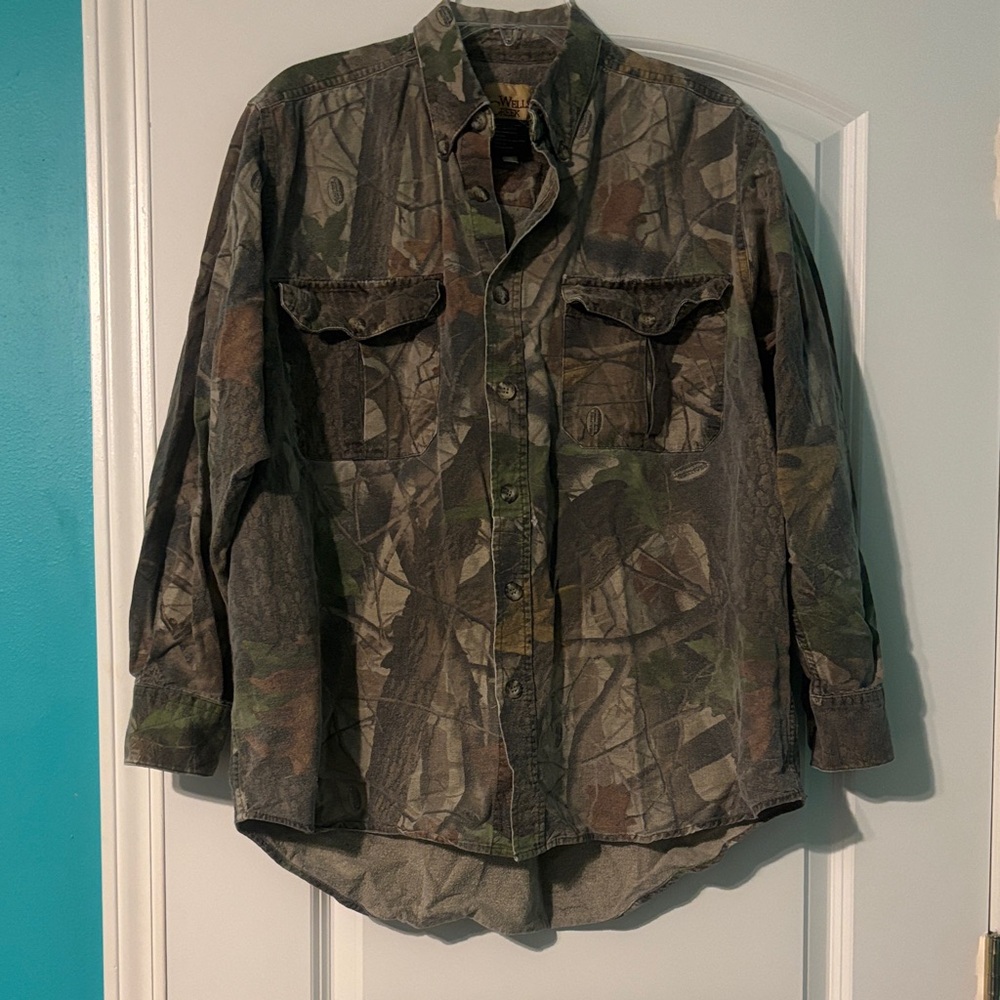 Men's Vintage 90s Aged Camouflage Shirt Jacket - Hunting